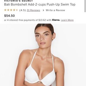 Victoria secret bombshell bikini top white/ push-up padded white bikini top/ 36A